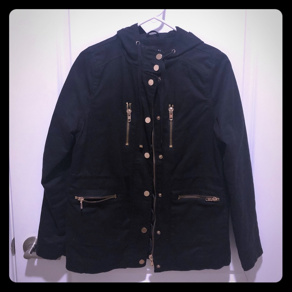 Black hooded jacket